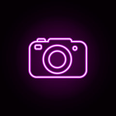 Poster - camera neon icon. Elements of home things set. Simple icon for websites, web design, mobile app, info graphics
