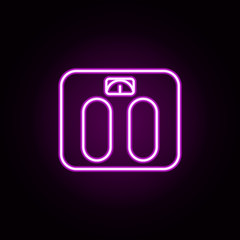 Poster - scales neon icon. Elements of home things set. Simple icon for websites, web design, mobile app, info graphics