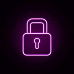 Aufkleber - lock neon icon. Elements of home things set. Simple icon for websites, web design, mobile app, info graphics