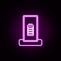 Poster - mobile phone charging neon icon. Elements of home things set. Simple icon for websites, web design, mobile app, info graphics