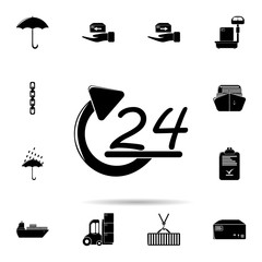 Poster - 24 hour service icon. Universal set of logistic for website design and development, app development