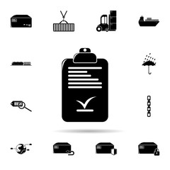 Poster - checklist icon. Universal set of logistic for website design and development, app development