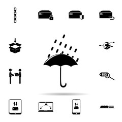 Poster - umbrella with raindrops icon. Universal set of logistic for website design and development, app development