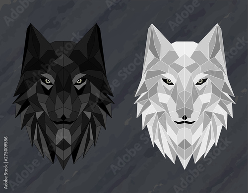 Fotografía Set of Abstract polygonal wolf head