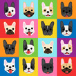 French bulldog faces background pop art style