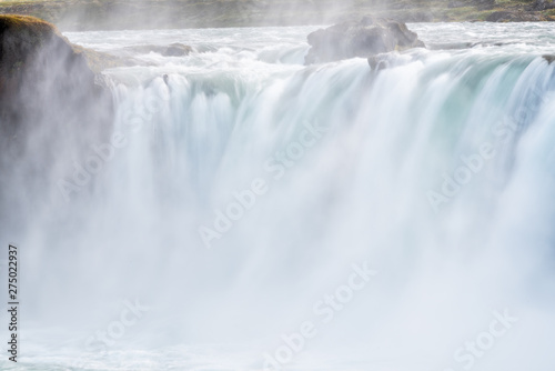 Godafoss Iceland Waterfall Closeup View Of The Gods Cliff