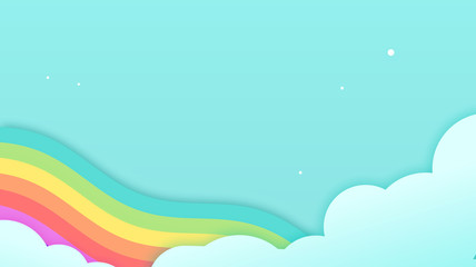 Wall Mural - abstract kawaii colorful sky rainbow background. soft gradient pastel comic graphic. concept for wed