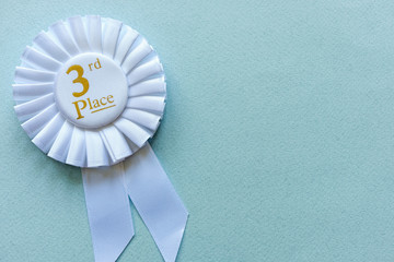 Wall Mural - 3rd place white ribbon rosette on grey