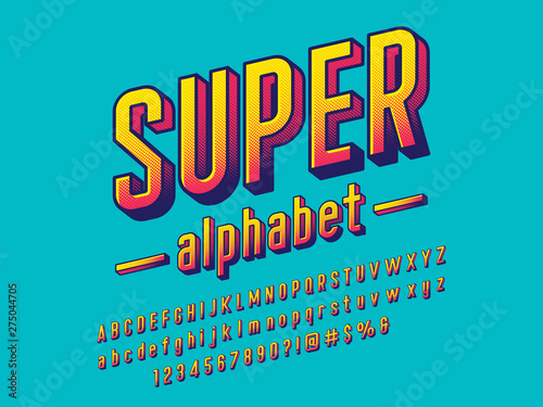 comical halftone style alphabet design
