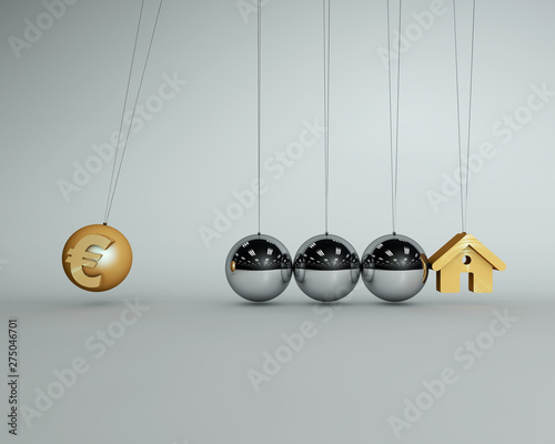 Fotomural Newton balls that hit each other,euro and home