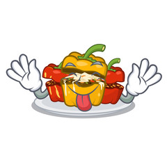 Wall Mural - Tongue out stuffed pepper in the character shape