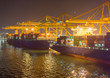 Cargo ships cranes Barcelona port