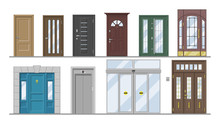 Doors Vector Doorway Front Entrance Lift Entry Or Elevator Indoor House Interior Illustration Set Exterior Building Doorpost Doorsill And Exit Gate Isolated On White Background