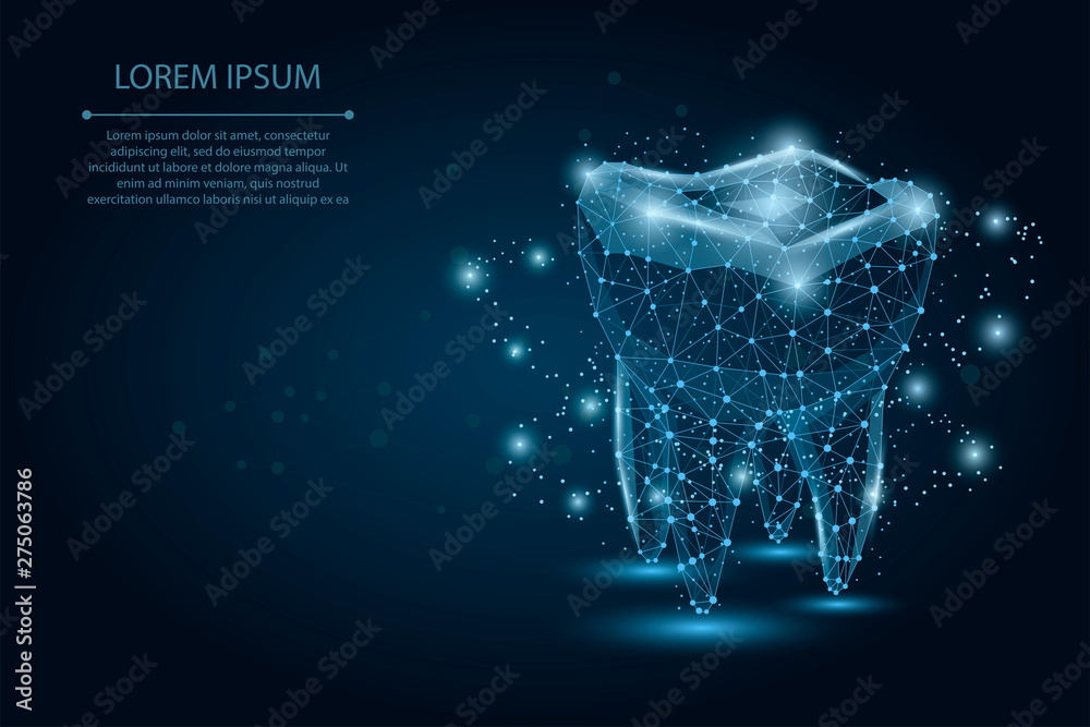 Abstract polygonal Tooth. Low poly wireframe vector illustration ...