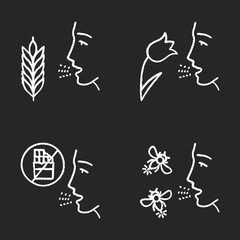 Sticker - Allergies chalk icons set