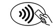 Contactless payment vector icon. Credit card and hand, wireless NFC pay wave and contactless pay pass logo