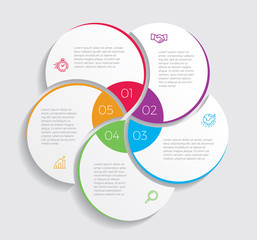 Fototapete - Infographic design vector and marketing icons can be used for workflow layout, diagram, annual report, web design.  Business concept with 5 options, steps or processes. - Vector 