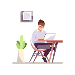 Sticker - Office worker flat vector color illustration