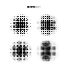 Poster - Vector halftone effect set. Different gradient circles in halftone effect.