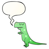 Fototapeta Dinusie - cartoon dinosaur and speech bubble in smooth gradient style