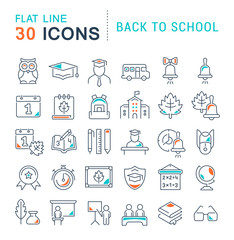 Set Vector Line Icons of Back to School