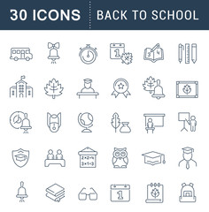 Wall Mural - set vector line icons of back to school