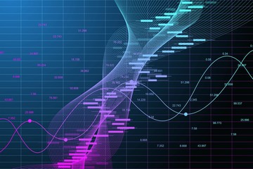 Poster - Stock market graph or forex trading chart for business and financial concepts. Stock market data. Bullish point, Trend of graph. Vector illustration