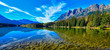 Reflection of Mount Fitzwilliam on Yellowhead Lake in the Canadian Rockies, British Columbia, Canada