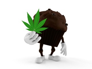 Sticker - Muffin character holding cannabis leaf