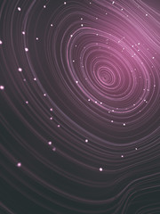 Poster - Magic wavy rings with small beads on a dark background. Depth of field. 3d rendering