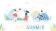 © TeraVector - Hello Summer Greeting Banner with Resting People