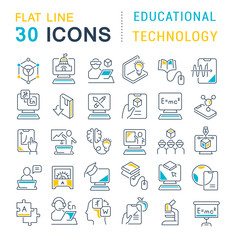 Wall Mural - Set Vector Line Icons of Educational Technology
