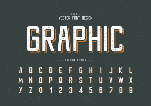 Texture Font and alphabet vector, Typeface and letter number design, Graphic text on grunge background