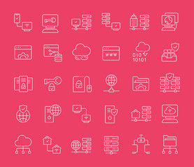 Poster - Set of Line Icons of Internet Technology