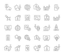 Set Vector Line Icons Of Natural Technology