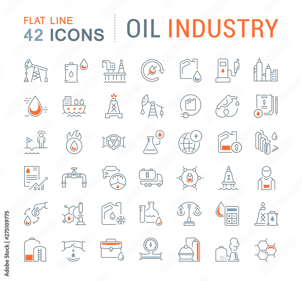 Set Vector Line Icons of Oil Industry Stock Vector | Adobe Stock
