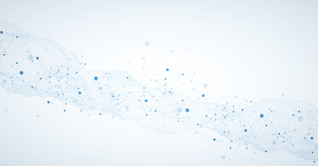 Template for science and technology presentation. Plexus style background.