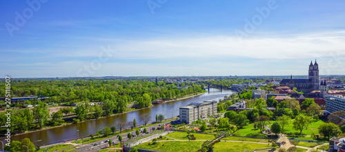 Fotografía View across Magdeburg, the capital city of Saxony Anhalt