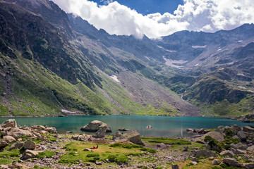 Wall Mural - panoramic view of lake brocan at 2010 m. on the maritime alps