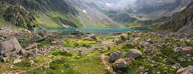Wall Mural - panoramic view of lake brocan at 2010 m. on the maritime alps