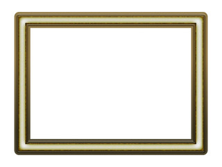 golden picture frame isolated on white background