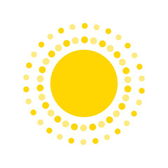 Poster - Summer symbol. Sun modern icon. Dots and points sunny circle shape. Isolated vector logo concept on white background