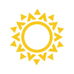 Poster - Summer symbol. Hedgehog, prickly Sun modern icon. Sunny circle shape. Isolated vector logo concept on white background