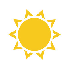 Wall Mural - Summer symbol. Sun modern icon. Sunny circle shape. Isolated vector logo concept on white background