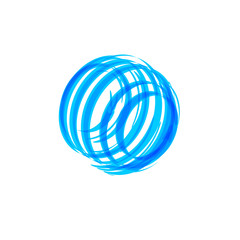 Aufkleber - Abstract blue circle shape, logo concept. Global network icon template. Blue round emblem on white background, isolated vetor illustration.
