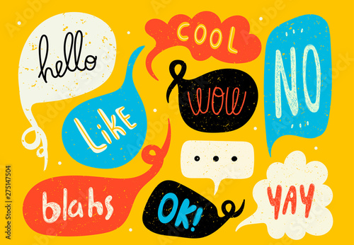 Fotomural Various speech bubbles with words