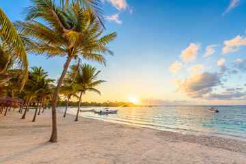 Akumal bay - Caribbean white beach in Riviera Maya, coast of Yucatan and Quintana Roo, Mexico