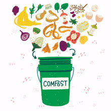 Compost Bin With Food Scraps Illustration
