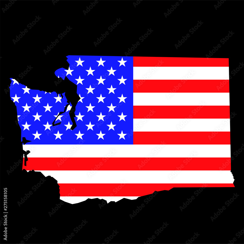 Washington state map with American national flag Stock Vector | Adobe Stock