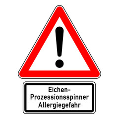 Sticker - ncsc80 NewCombinationSignCaution ncsc - Eichenprozessionsspinner - Allergiegefahr: Achtung / Warnung / dreieckig - (german text) - schwarz rot - xxl g7923